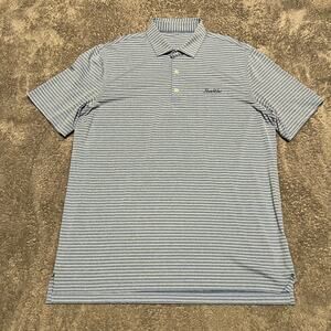 Johnnie O Polo Shirt Mens XL ? blue Striped Performance Golf
